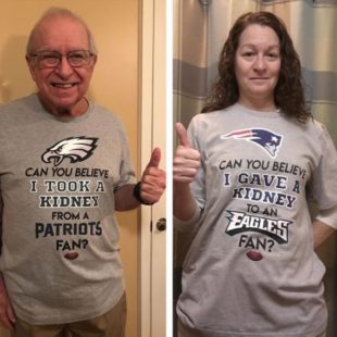 Football Rivals Share Kidney Eagles and Patriots Fan