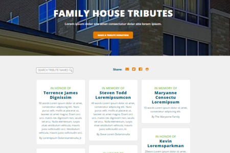 Howie's House Tribute in honor of names make a donation