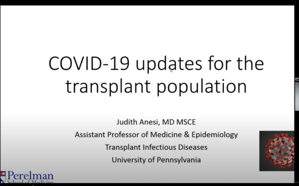 COVID-19 updates for transplant patients web series flyer