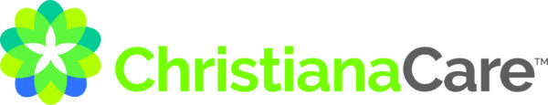 Christiana Care logo bright green, gray, and blue
