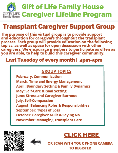 Caregiver lifeline program support flyer monthly topics overview
