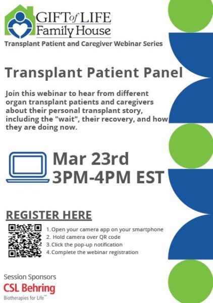 Transplant Patient Webinar flyer march 23rd 2022