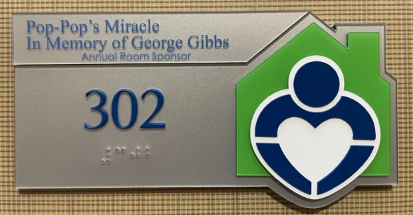 Room Sponsor Signage: Pop-Pop's Miracle In Memory of George Gibbs