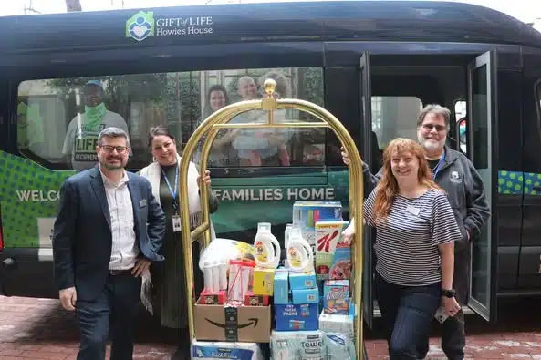 Stuff the shuttle volunteers with their donated wish-list items. 