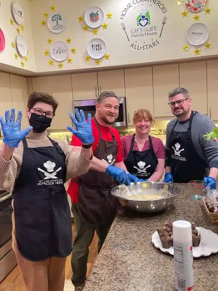 Aramark volunteers baking treats for our guests. 