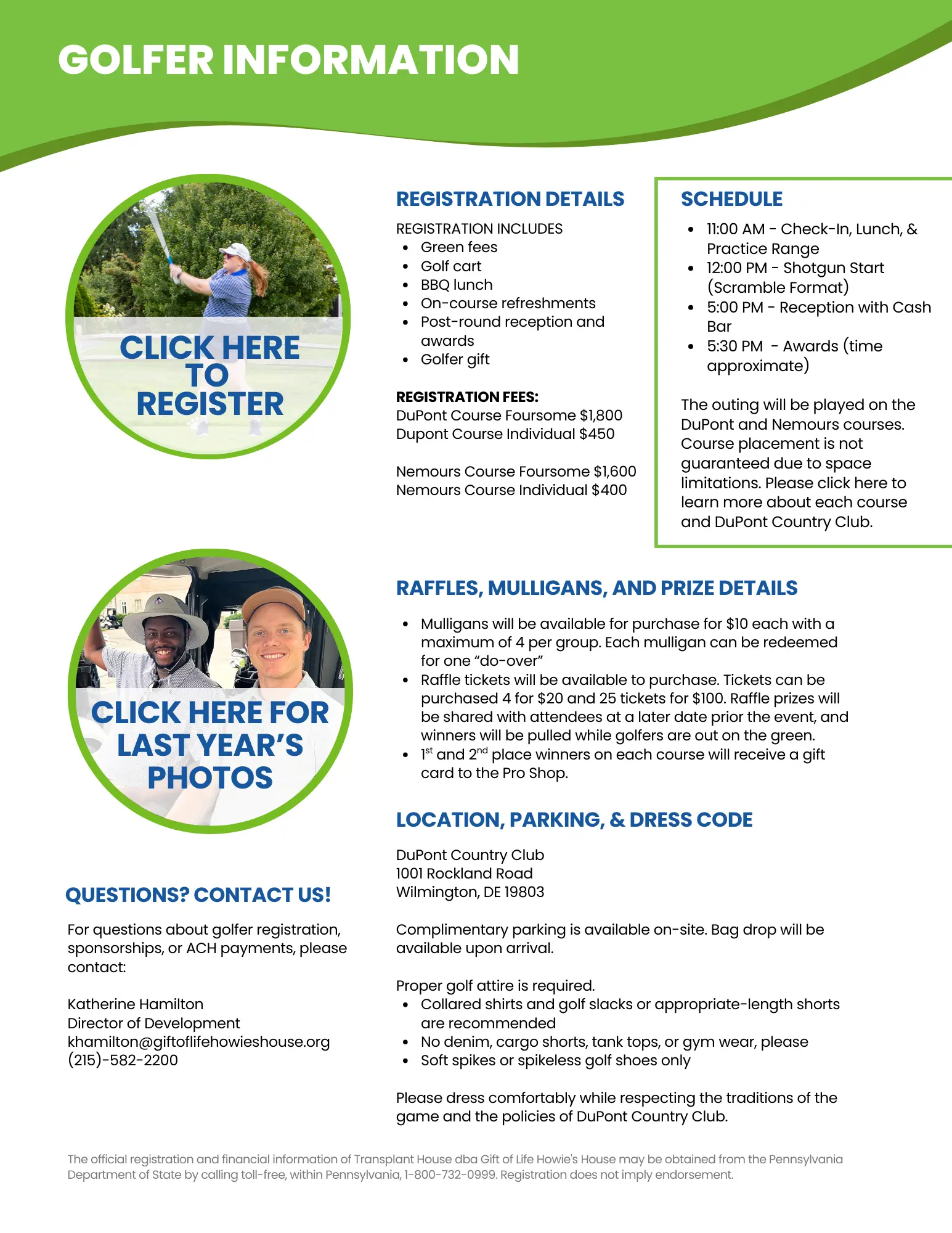 Outlines the golfer and add-ons opportunities available for the 2025 Kidney Open Golf Outing Sponsorship & Golfer Information